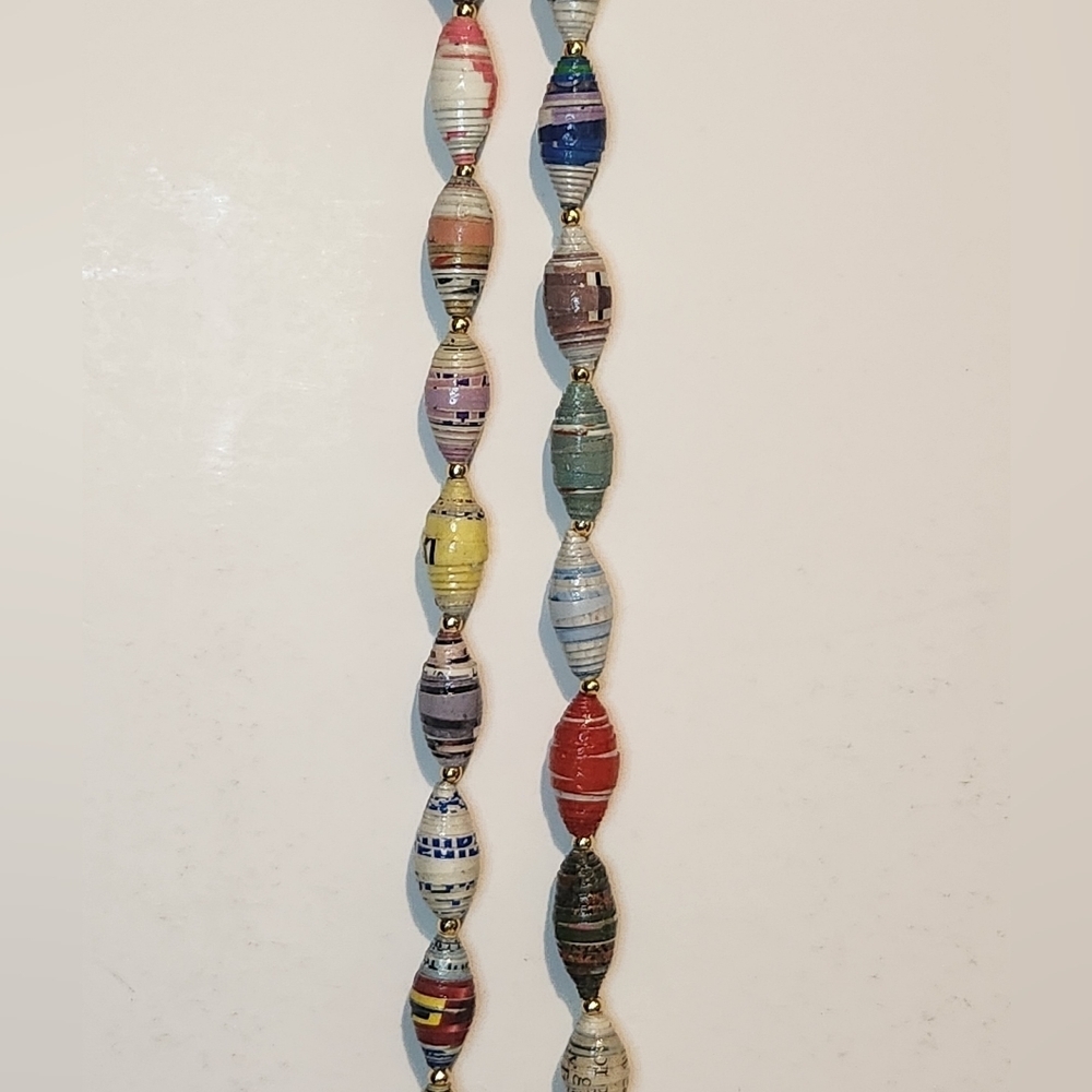 Infinity Style Multi-colored Recycled Paper bead necklace - Picture 5 of 6